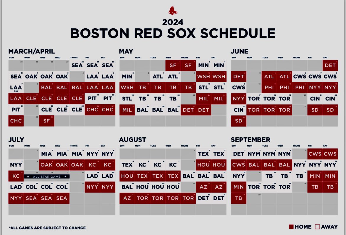 Red Sox Announce 2024 Regular Season Schedule