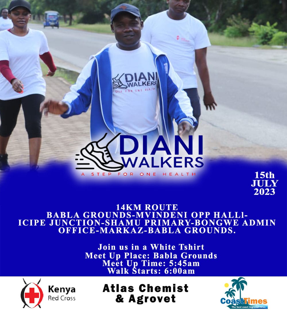 DianiWalkers's tweet photo. If you have never been on the route, join us and enjoy the great scenery Diani has to offer. As usual, it's a White T shirt and comfortable shoes.Follow us for more updates follow us.
#AStep4OneHealth https://t.co/tj3DVsMvUA