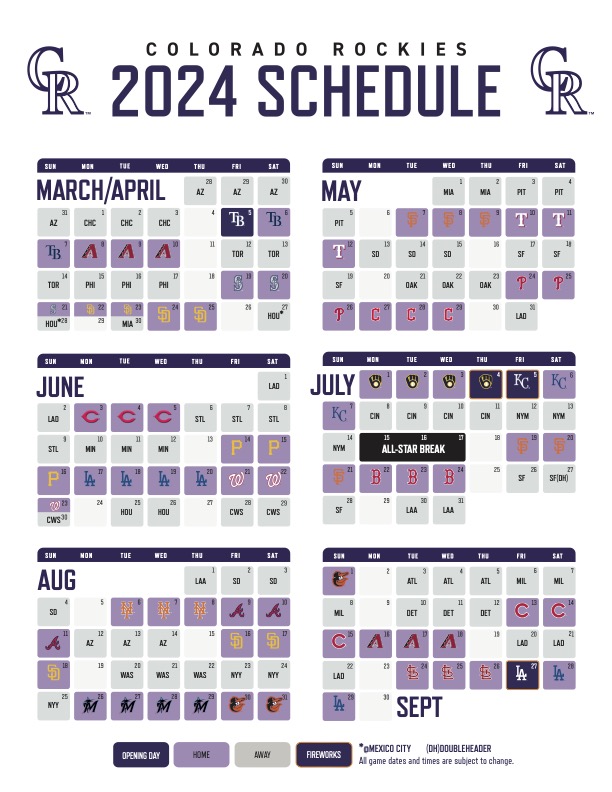 Colorado Rockies on Twitter "The 2024 Colorado Rockies Schedule 🏠⚾ 4/