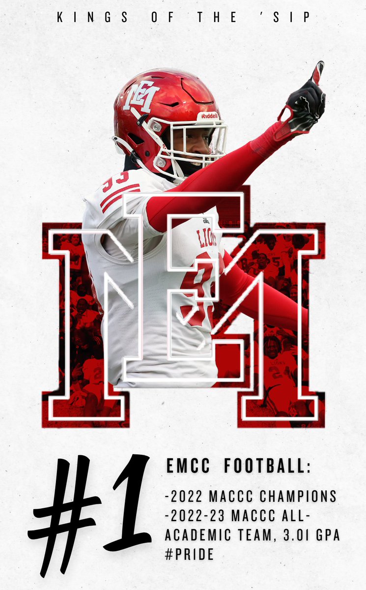 EMCC Football tops the state on the field and in the classroom! Not only did they win the 2022 MACCC Championship, but they've also been named 22-23 MACCC Football All-Academic Team! They posted a conference-high 3.01 GPA for this academic year as a team. #PR1DE