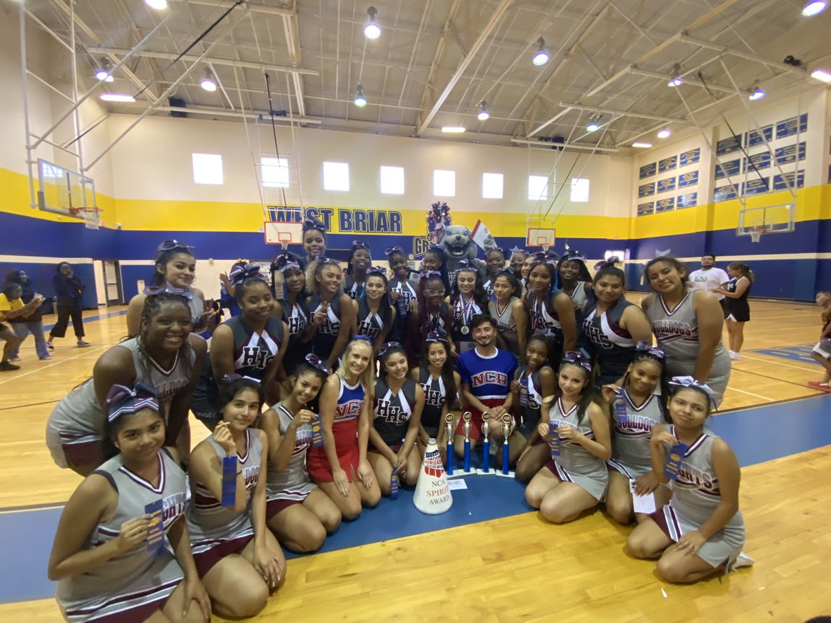 HHScheer1's tweet photo. We had an GREAT time NCA Camp
-Jv &amp; Varsity 1st Place Top Team Chant 
-Varsity 1st Place  Top Team Band Chant 
-Varsity 1st Place Top Team Cheer
-Rusty the Bulldog Outstanding Leadership
These athletes have definitely made their coaches,school and community BULLDOG PROUD!! 
#NCA https://t.co/kYaAEzMjRb