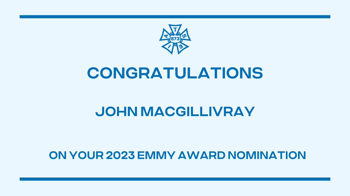 Our member John MacGillivray has been nominated in the 2023 #EmmyAwards in the Outstanding Special Visual Effects In A Single Episode category for #FiveDaysAtMemorial. Congratulations! #IATSE873