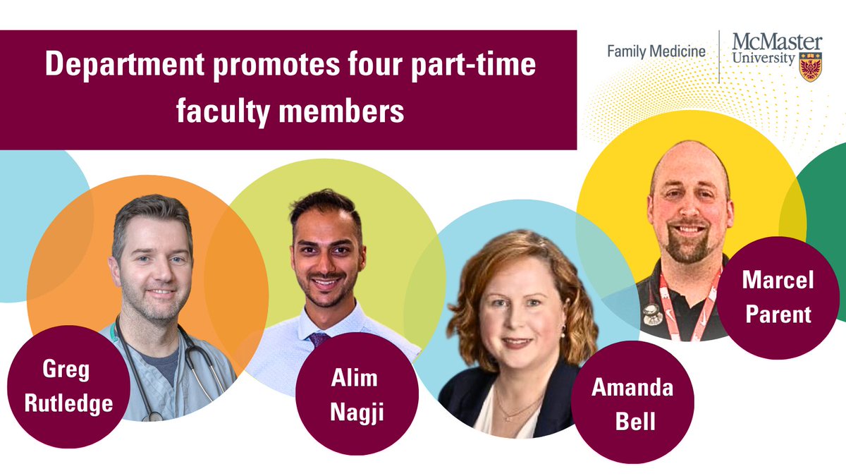 🎉 Congratulations to Amanda Bell on the rank of clinical professor and Greg Rutledge, Alim Nagji and Marcel Parent to the rank of associate clinical professor! Their commitment will cultivate a thriving academic environment and inspire students to grow. fammed.mcmaster.ca/department-pro…