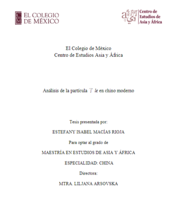ColmecasA's tweet photo. #RepositorioColmex
Te invitamos a leer "Análisis de la partícula le en chino moderno", #tesis de la maestra Macías Rioja (@mibosquemadura), #Colmecaalumni del @CEAAColmex.
https://t.co/CbycnTLVfU https://t.co/7tupmJ19Q2