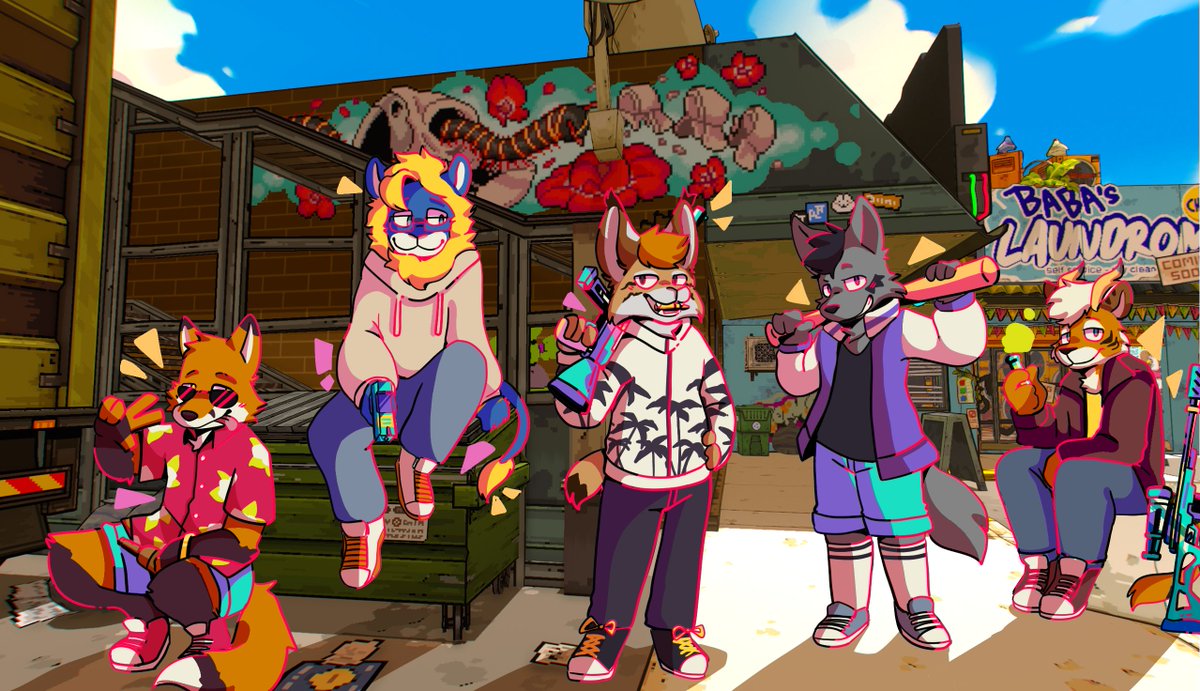 you need a lot of friends to vs friends! a huge commission piece for @BrandonBlueLion and  @Dovahronir @Ryskow36 @Etykieta44 in @FVFgame style !!!