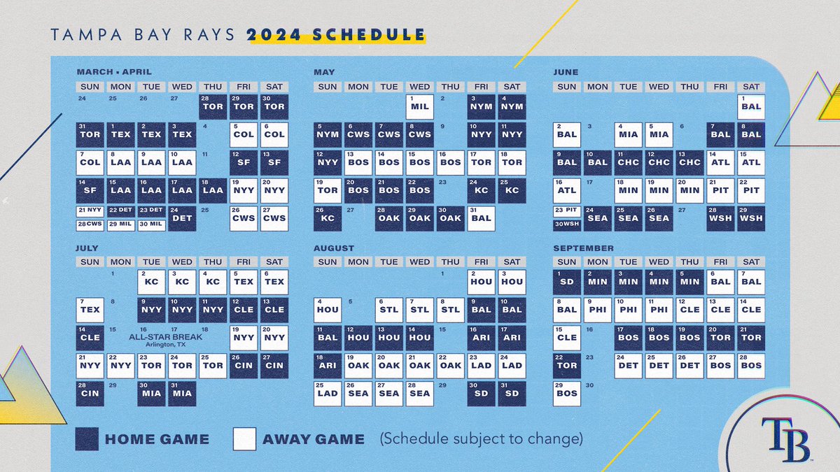 Tampa Bay Rays on Twitter "Mark your calendars! The 2024 schedule is in 📆"