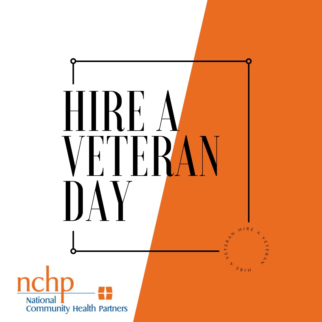 NCHPonlineOrg's tweet photo. Today is #HireaVeteranDay! Show your appreciation for our Veterans by giving them the opportunity to start a new career path and support them in their transition to civilian life. #NCHP is proud to hire #Veterans in all our programs and help them discover new job possibilities! https://t.co/arXWTyycyw