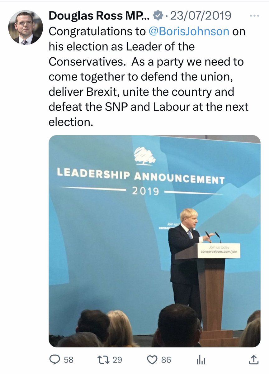 Douglas Ross and the @ScotTories supported Boris the liar all through his premiership, are they really a fit party too run Scotlands affairs ? I think not. 
#BorisJohnsonContemptOfCourt