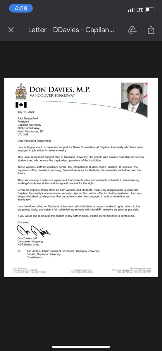 Thank you! MP Don Davies!

#capufaculty #capstudentunion #MoveUPTogether #FairContract #universitystrike #capu #capilanou #strike #workersrights #capustrike #caut #globalbc #cbcnewsvancouver #cbcnewsbc
#northshorenews #fpse #bcfed