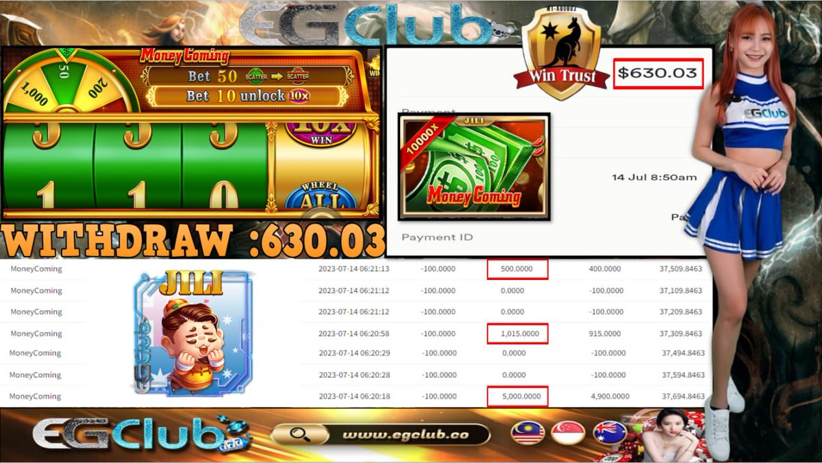 EGClub_Aus's tweet photo. Platform - JILI
Game -  MONEY COMING
Deposit -  AUD 30.00
Withdraw - AUD 630.03
Bet Amount - AUD 1.00

Join the club, feel the thrill – EGClub, where tongue twisters come to chill!
|Live Chat Room : https://t.co/dFYikqRdkr https://t.co/N1qE0sfwBR
