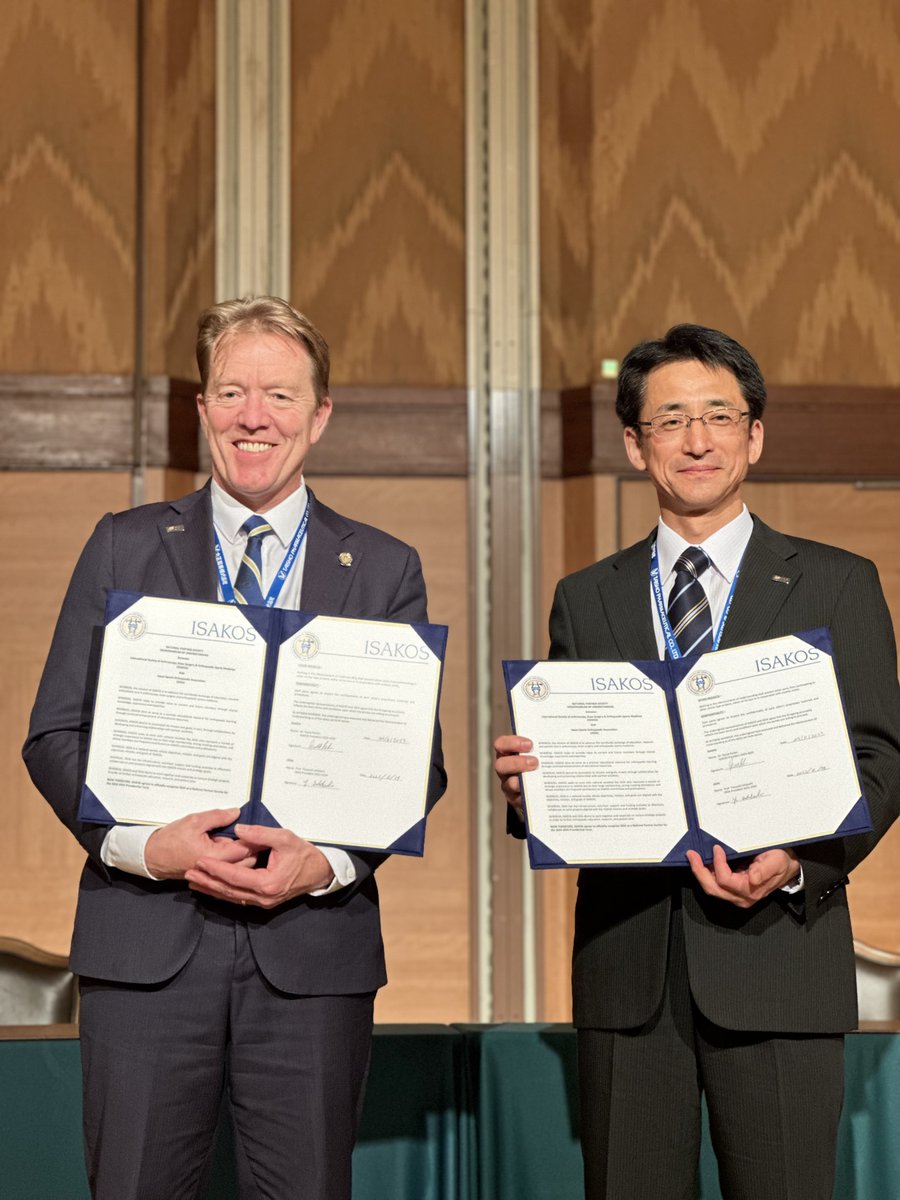 sydney_ortho's tweet image. @ISAKOS has announced that the JSOA has become its first National Partner Society. The announcement was made recently in Japan, following a ceremony where a new MOU was signed by ISAKOS President Dr. David Parker and JSOA President Prof. Yasuyuki Ishibashi.

#isakos #JSOA