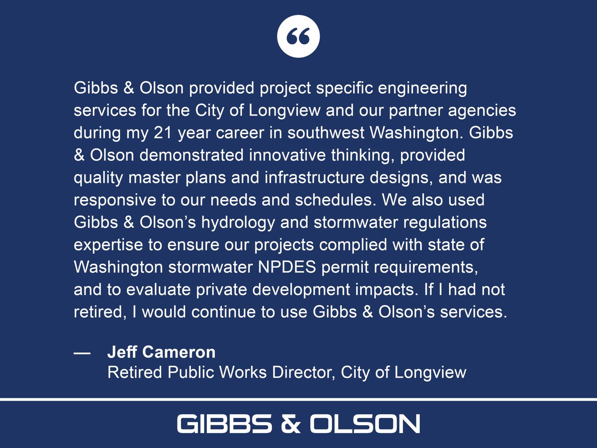 Thank you, Jeff, we appreciate the great testimonial! Visit 👉gibbs-olson.com to find out how we can help you. #thankfulthursday #civilengineers #landsurveyors