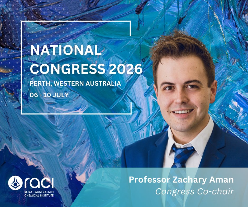 RACInational's tweet photo. Meet the Co-Chairs of the National Congress 2026 - Professor Zachary Aman
#NationalCongress2026 #BusinessEventsPerth #TourismWesternAustralia #PerthEvent #RACI #ozchem #chemistry https://t.co/dkTA2T2BEi