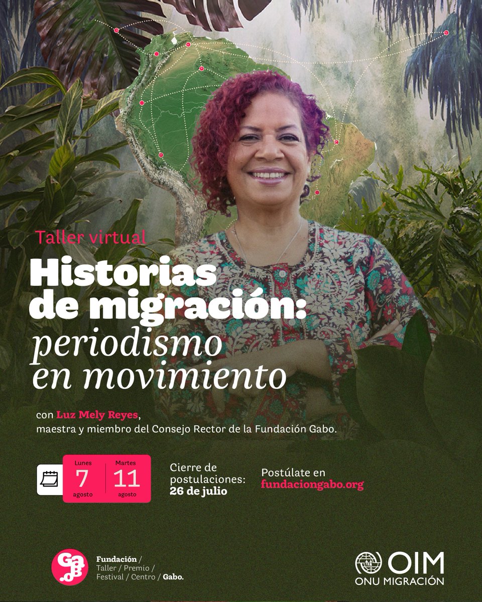 tattychs's tweet photo. Gracias a una alianza entre @ONUmigration y @FundacionGabo estamos abriendo convocatoria para este taller virtual, Historias de Migración: Periodismo en movimiento Serán 5 sesiones virtuales de intercambio y reflexión sobre la cobertura migratoria. 
➡️https://t.co/tuldlVYJox https://t.co/pkKx0bqfcz