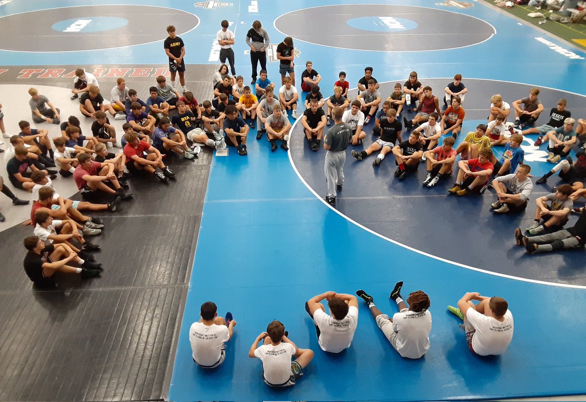 Micah Jordan talking to the wrestlers before a session on the last day of camp.
7-13-23
Game Time Sports Center 
Urbana, OH