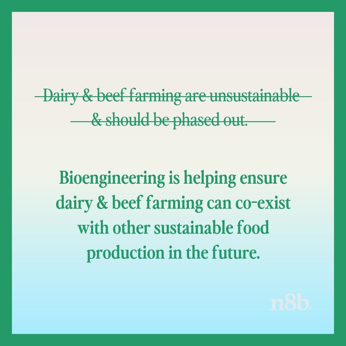 There’s a myth that dairy &amp; beef farming are completely unsustainable &amp; should be phased out.👎 

However, solutions exist that can mitigate their impact so they can continue alongside other sustainable food production methods.🐮

number8.bio/our-mission.ht…