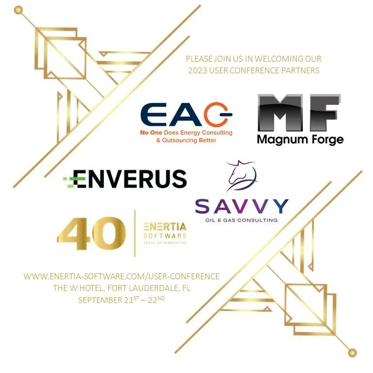 Enertia is excited to announce our 2023 User Conference Partners! Partners will bring informative sessions to User Conferencing helping heighten your experience and expertise. Let's send their Google metrics blazing with a lil click! #EnertiaUC2023 bit.ly/3b8CTBD