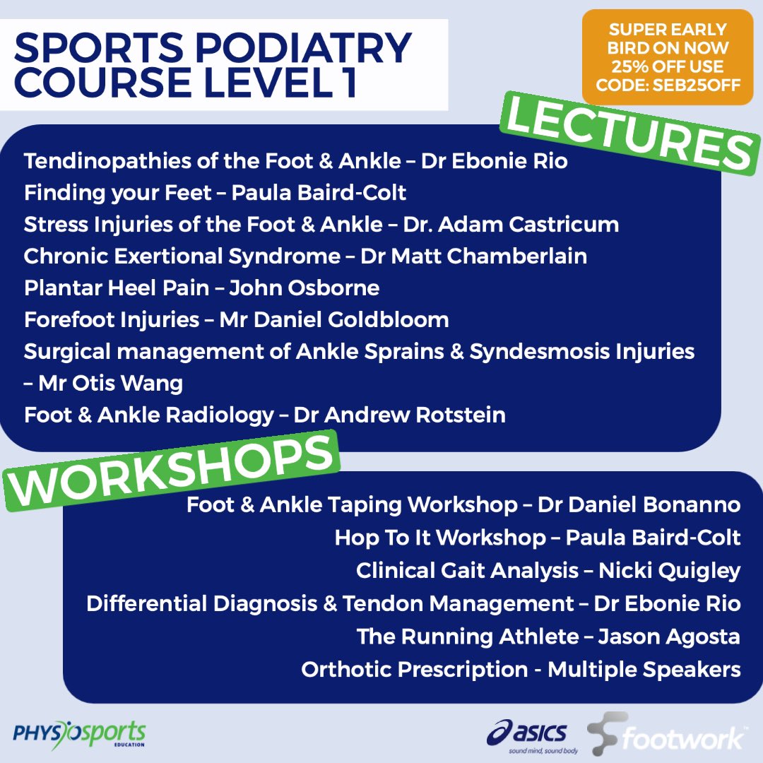 🔥 WIN A PAIR OF ASICS SHOES VALUED @ $280 🔥 3 PAIRS 2B WON👟👟👟1 A WEEK FOR THE NEXT 3 WEEKS. FIRST WINNER ANNOUNCED WED💫

⚠️PLUS EARLY BIRD ON NOW - SAVE 15% USE CODE EB15OFF⚠️

Simply Register &amp; Go in to the Draw to Win ⬇️
bit.ly/SportsPodiatry…

*Ts&amp;Cs apply.