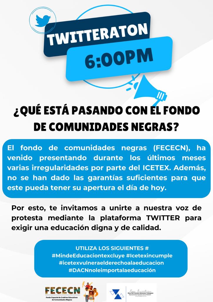 Fececn2023's tweet photo. Estamos a pocos minutos! Contamos con tu apoyo✊🏾
#MindeEducaciontexcluye #Icetexincumple #Icetexvulneraelderechoalaeducacion #DACNnoleimportalaeducacion https://t.co/g6F9iKcDLz