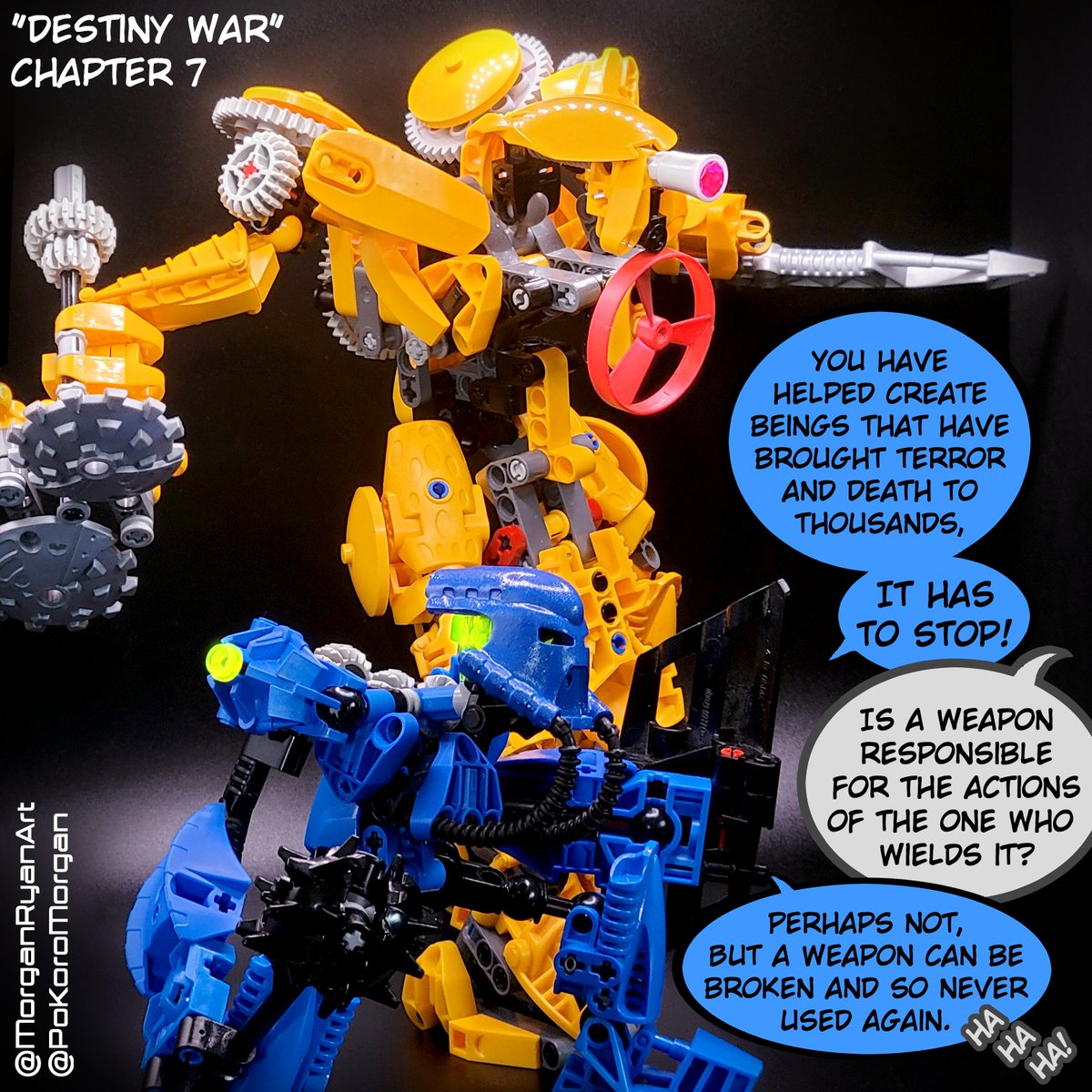 MorganRyanArt's tweet photo. 💛KEETONGU: Gentle Giant! 💛 Last of his kind, #Keetongu has dedicated his life to curing victims of #Visorak Horde's Hordika Venom. My favorite #bionicle character, I wanted to keep the model mostly the same, only taller with more armor. The function still works. #moc #helryx https://t.co/fheMcD5Aws