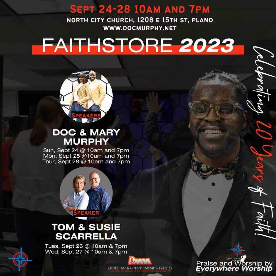 pastordoc's tweet photo. Celebrating 20 years of faith at Faithstore 2023! Make plans to attend! #docmurphyministries #theeverywherenetwork #faithstore #FS2023 https://t.co/e6ESJ3IM6k
