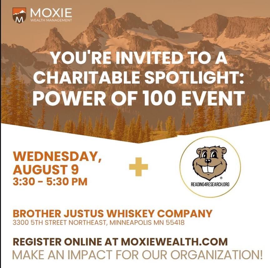 We are honored to be a one of the beneficiaries of Moxie Wealth Management power of 100 charity event.  We'd love to see some of our faithful supporters attending this charity event.  To secure your tickets, please visit moxiewealthmanagement.com/charitable-spo…