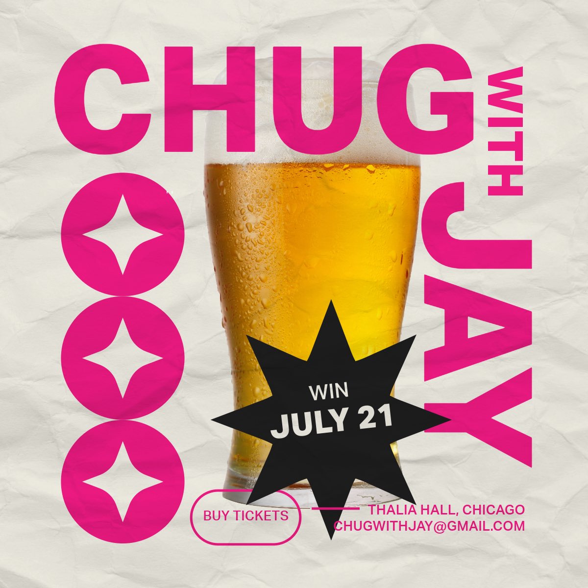 jaychandrasekha's tweet image. July 21st - Chicago, IL

Win a chance to chug a beer with me on camera as I record my first ever standup comedy special.

1. Get your tickets using the link in my bio.
2. Send proof of purchase to chugwithjay@gmail.com

#standup #beer #supertroopers