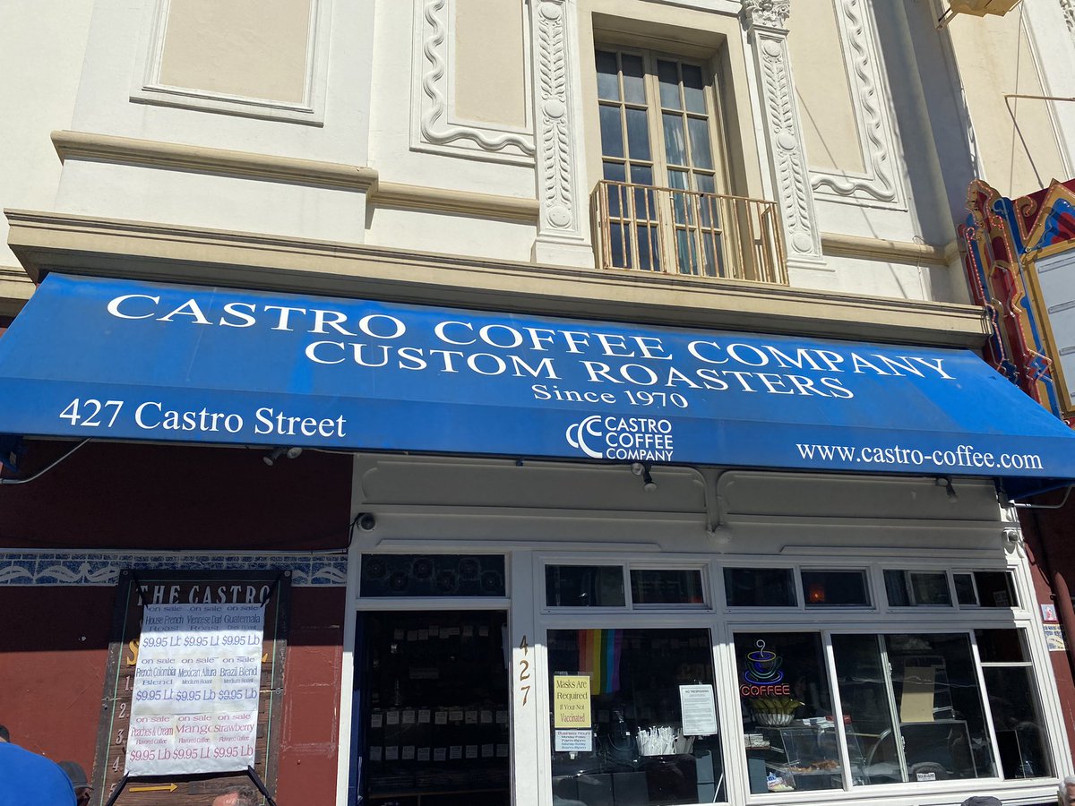 backlotsfilm's tweet photo. Coffee break at Castro Coffee, one of the oldest surviving businesses on this block. Excellent selection, not a single frill to be found. I love it. #SFSFF https://t.co/Bbi3xDedMf