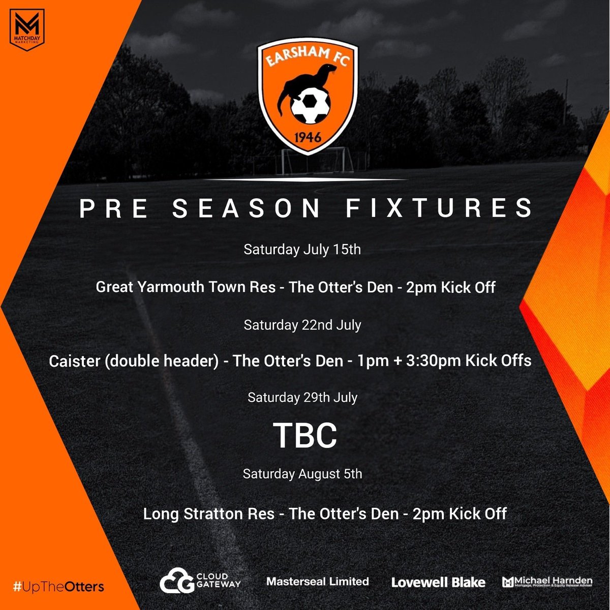 TheEarsham's tweet photo. Our First Team's pre season schedule is taking shape and begins this Saturday! We have had the 29th July become available for an away friendly. Anyone able to host us, please get in touch. #PreSeason #Orange https://t.co/LNB5cIKRXL