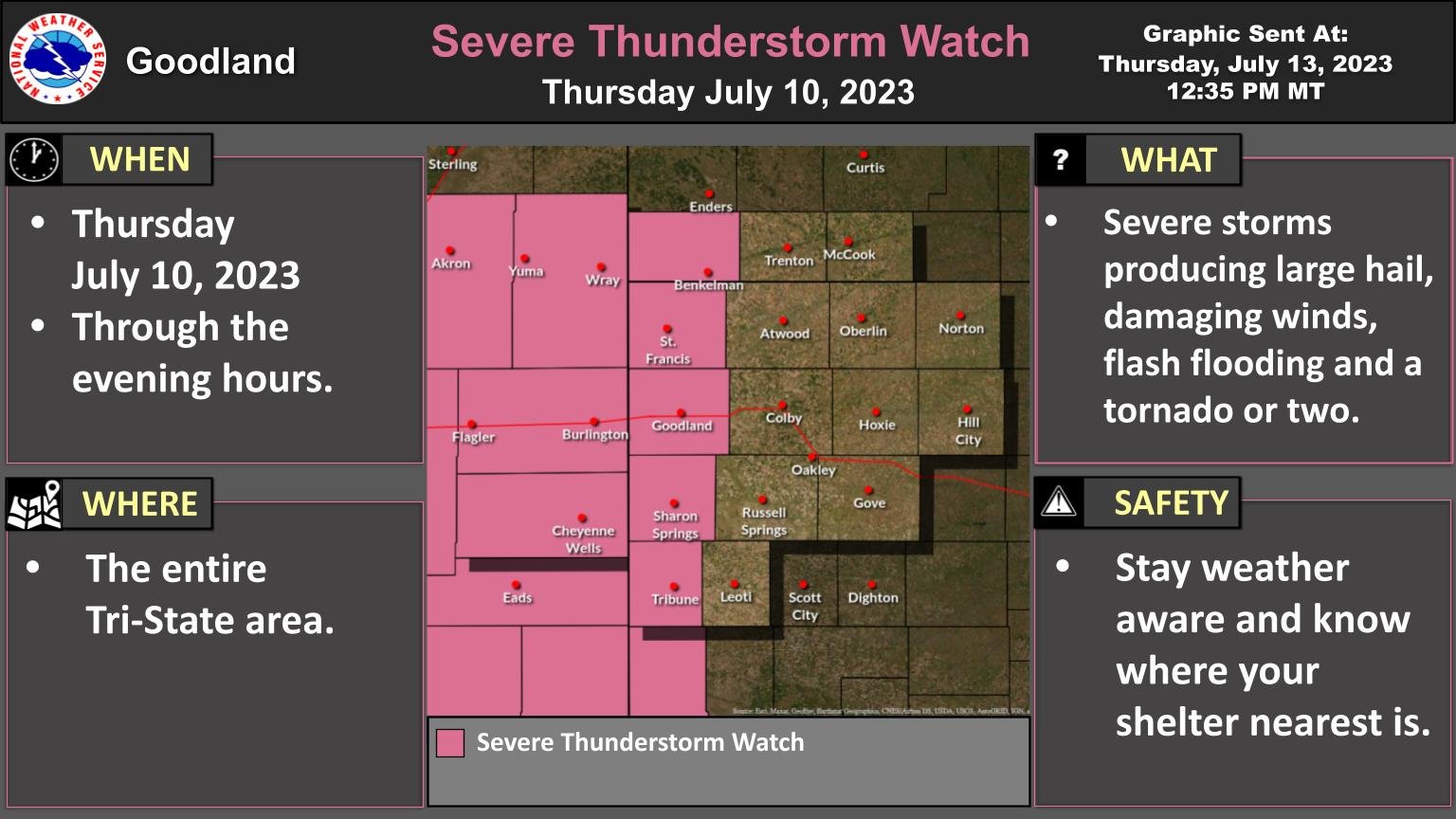 NWS Goodland on Twitter "A Severe Thunderstorm Watch has been issued