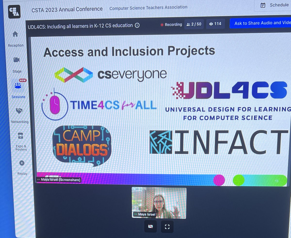 @UF_COE 's @misrael09 sharing her expertise in access and inclusion with the #CSTA2023 community following her INCREDIBLE Flash Keynote! #UDL4CS #CSEd #CSEveryone #CSForALL