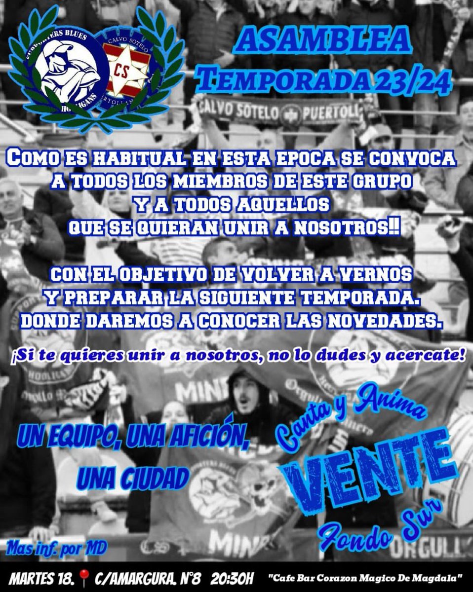 Otro año más, otra temporada en la que nosotros no vamos a fallar. ¿Y tú? Vente al fondo sur, vente con Supporters Blues!