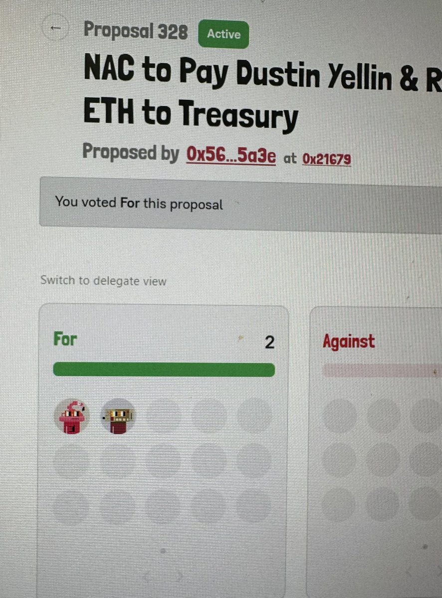 Let’s ⌐◨-◨ go. Put the first two votes on the board. <a href="/dustinyellin/">dustin yellin</a> <a href="/nounsdao/">Nouns.eth</a>