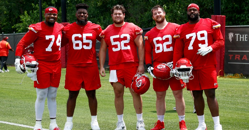 Chiefs's tweet photo. With #ChiefsCamp less than one week away, we take a look at the Offensive Line.