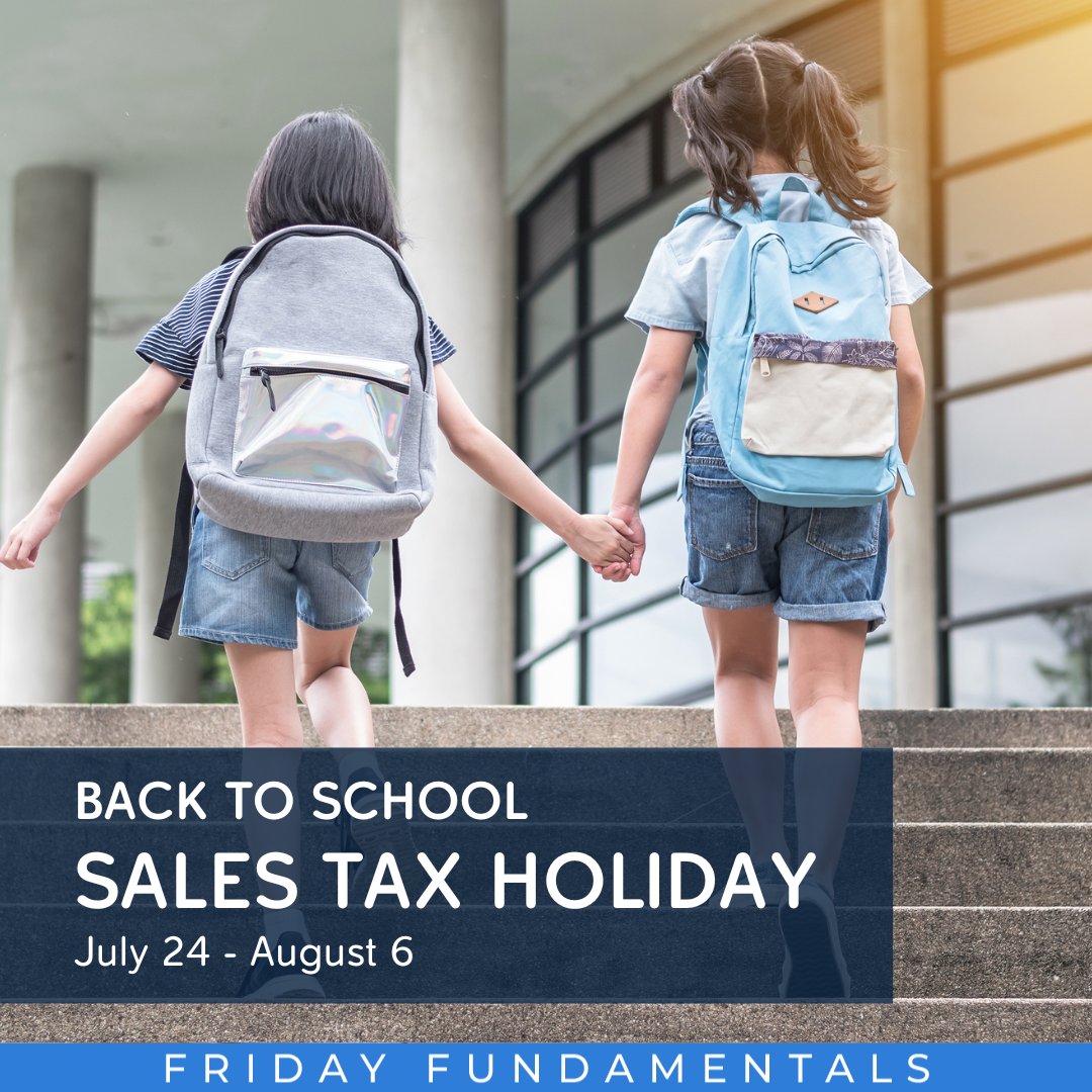 🎒 Don't miss the upcoming sales tax break in Florida! From 7/24 to 8/6, save on school supplies, laptops and more! 💻👕👟
tinyurl.com/flbacktoschool…

#FridayFundamentals #FloridaTaxBreak #BackToSchool