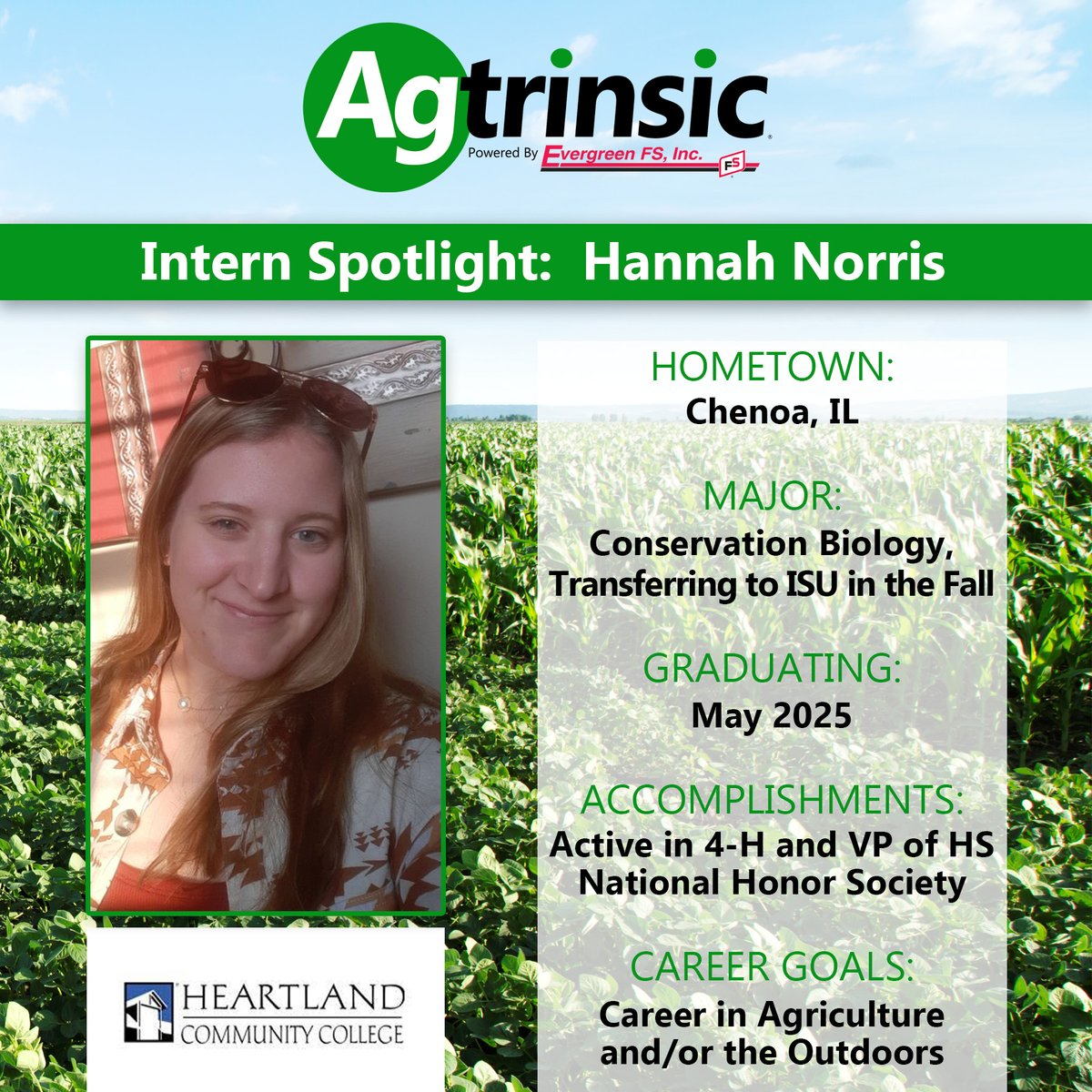 Agtrinsic powered by Evergreen FS welcomes Hannah Norris, Agronomy Scouting Intern!