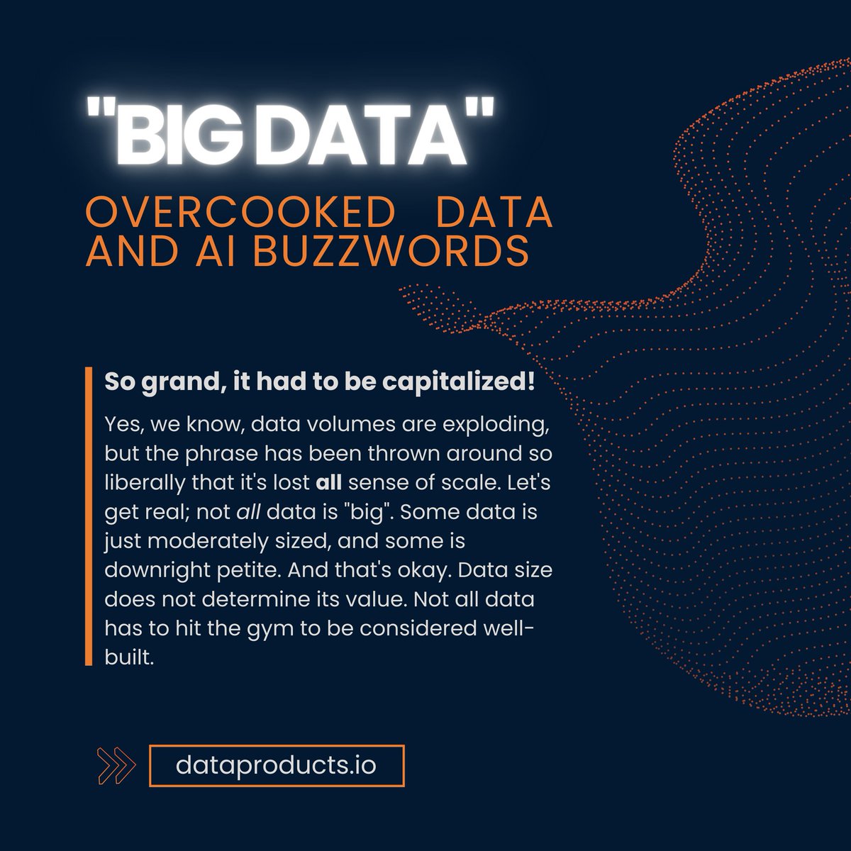 dataproducts's tweet photo. Heres a closer look at one of the most worn-out Data and AI buzzwords.
Read the full article here -> https://t.co/oTvj27VSz8
#buzzwords #dataandai #bigdata #bigdataanalytics #bigdataengineer https://t.co/6wJ6BbhH6z