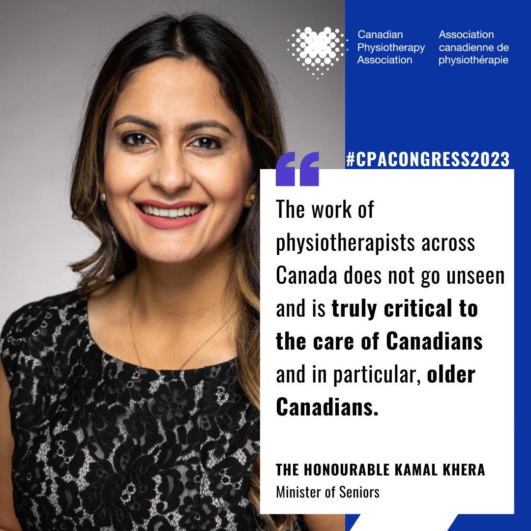 PhysioCan's tweet photo. CPA Congress 2023 is officially underway! CPA CEO Krissy Bell kicked off the event with greetings from the Honourable @KamalKheraLib , Canada's Minister of Seniors, who spoke to the importance of physiotherapists’ work https://t.co/QsK2miRXm9