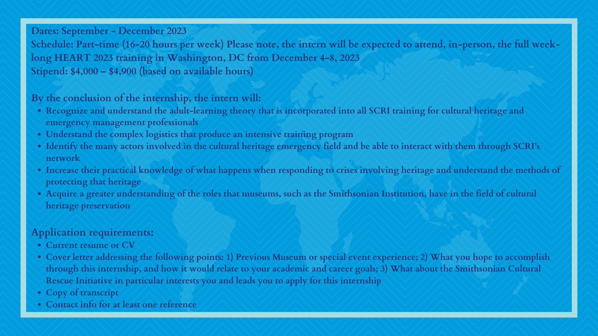 Want to work with SCRI? We are seeking applications for a hybrid #internship for the fall/winter of 2023. Intern will assist with educational resource development and on-site training SCRI & #HENTF programs. Submit applications through SOLAA: s.si.edu/46FZxtj
