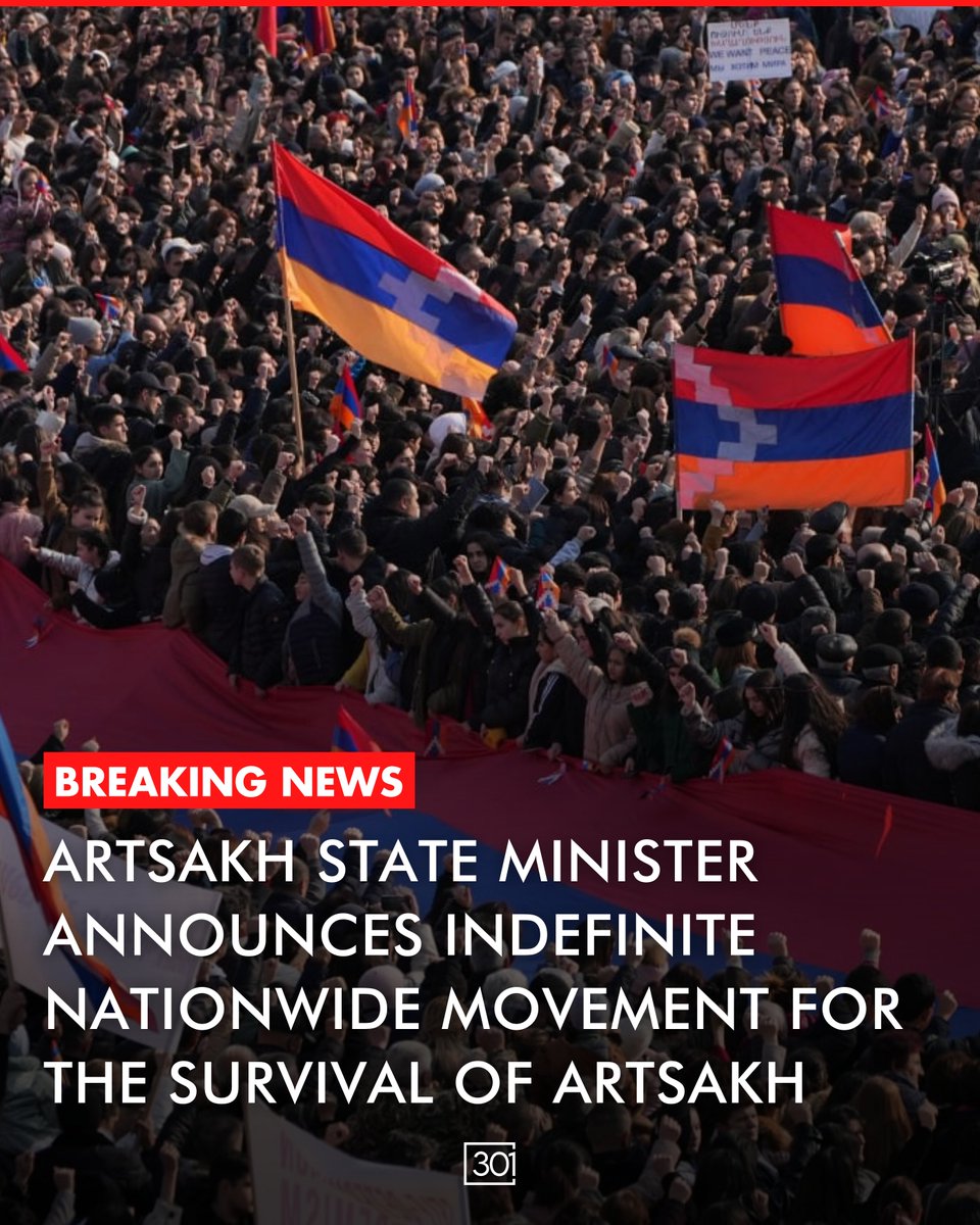 301arm's tweet photo. BREAKING: Gurgen Nersisyan, Artsakh's State Minister, announced an indefinite movement for the future of Artsakh.

He warned of imminent tragedy, with resources running low and people facing hunger and cold. The physical security and survival of Artsakh are at stake, calling for immediate action.

The Minister appealed to Armenians to reconsider their actions, emphasizing the importance of protecting Artsakh.

He expressed gratitude to Russia's peacekeeping efforts but raised concerns about the blockade and requested smooth transportation as outlined in the November 9 document.

Tomorrow, a gathering will take place at 9 a.m. on Stepanakert Square to decide the next steps and reaffirm their commitment to preserving Artsakh.

Gurgen Nersisyan expressed his hope for the popular movement originating in Artsakh to receive the appropriate response in both Mother Armenia and the Diaspora, especially during this particular time and situation.