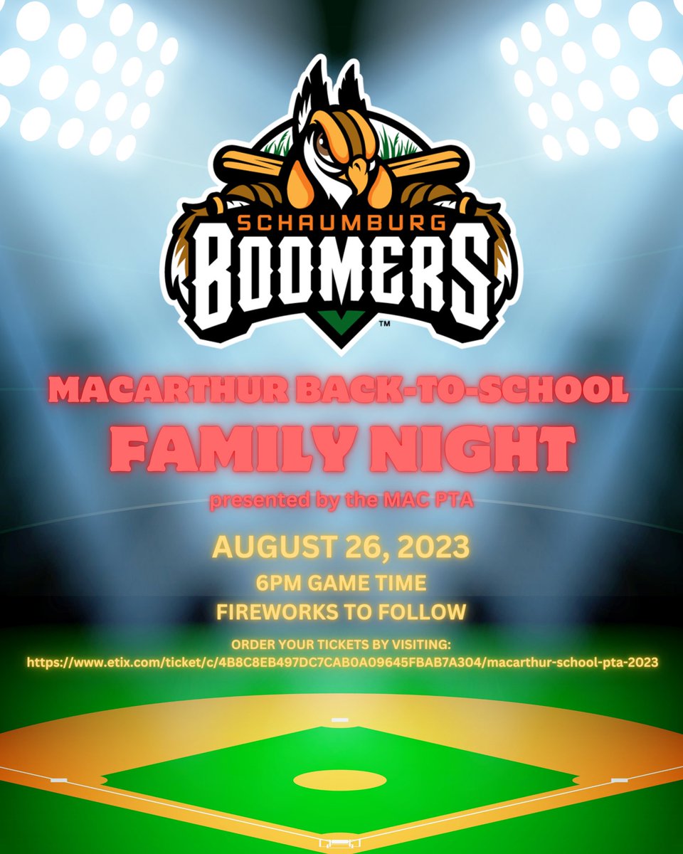 MacArthur Elem. PTA (@macarthurpta) on Twitter photo Get your tickets for the MacArthur Back-to-School Night at the Boomers⚾️
Presented by the MacArthur PTA all fundraiser tickets go directly back to your Toros and the fun we have planned this upcoming school year!
TICKET ORDER LINK:
etix.com/ticket/c/4B8C8…
<a href="/MacToros54/">MacArthur International Spanish Academy</a> Get your tickets for the MacArthur Back-to-School Night at the Boomers⚾️
Presented by the MacArthur PTA all fundraiser tickets go directly back to your Toros and the fun we have planned this upcoming school year!
TICKET ORDER LINK:
etix.com/ticket/c/4B8C8…
<a href="/MacToros54/">MacArthur International Spanish Academy</a>