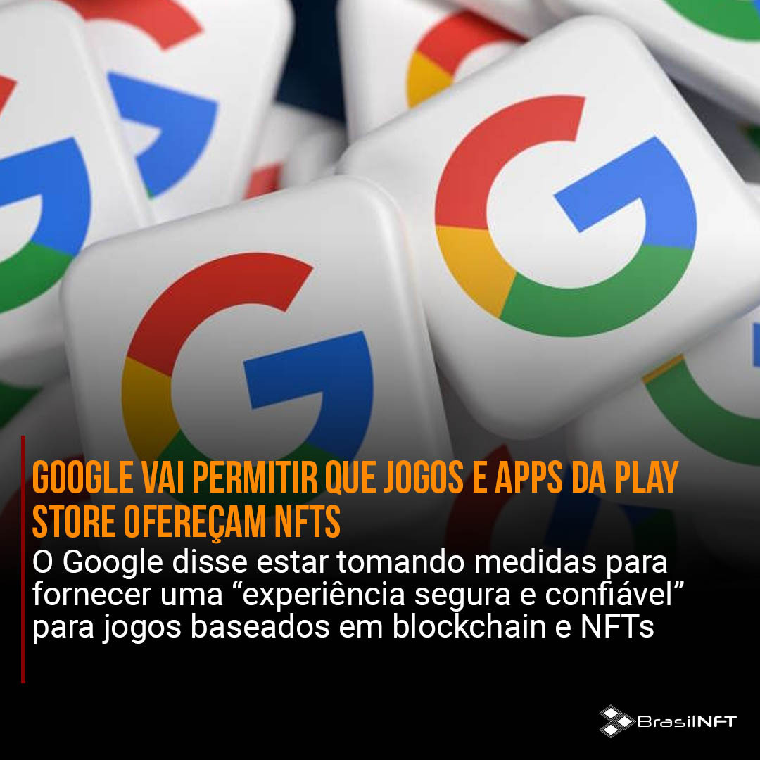 Google vai permitir que jogos e apps da Play Store ofereçam NFTs. Leia a matéria completa em nosso site. brasilnft.art.br #brasilnft #blockchain #nft #metaverso #web3.0 #google #googleplay