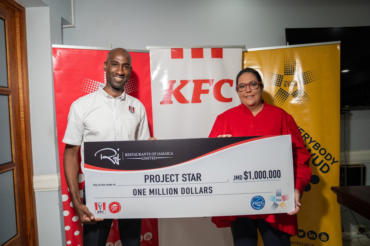 kfcjamaica's tweet photo. KFC Jamaica is pleased to support the great work being done by @thePSOJ @projectstarja , to help achieveย social and economic transformation in several underserved and crime-plagued communities across Jamaica.
#KFC #ROJ #KFCAddHope #ProjectStar #ProjectStarJa https://t.co/5PAYVocrzt