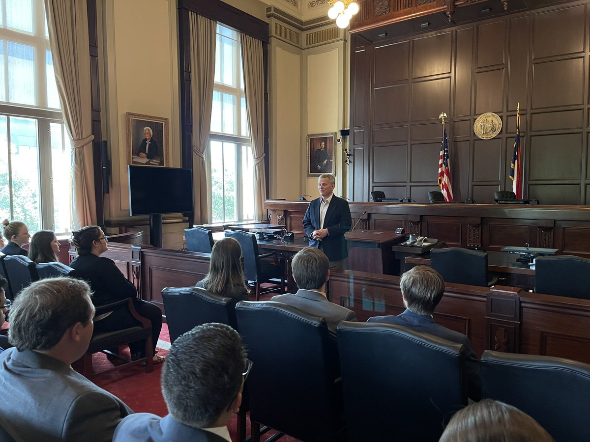 Today, Attorney General <a href="/JoshStein_/">Josh Stein</a> spoke to the Court of Appeals interns about his role as North Carolina's Attorney General, his career path, and our office's work to make our state safer, healthier, and happier.