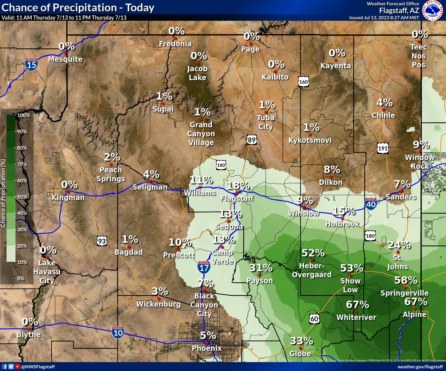 NWS Flagstaff on Twitter "The highest chances at isolated showers