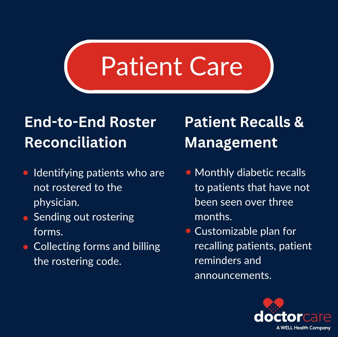 DoctorCare_Can's tweet photo. DoctorCare is now offering Patient Care! We can help streamline your patient management process by alleviating administrative burden so you can do what you do best: take care of your patients. Contact us to learn more about our new service: https://t.co/vAC9FPfjRR
#medicalbilling https://t.co/rRN2hfdyoZ