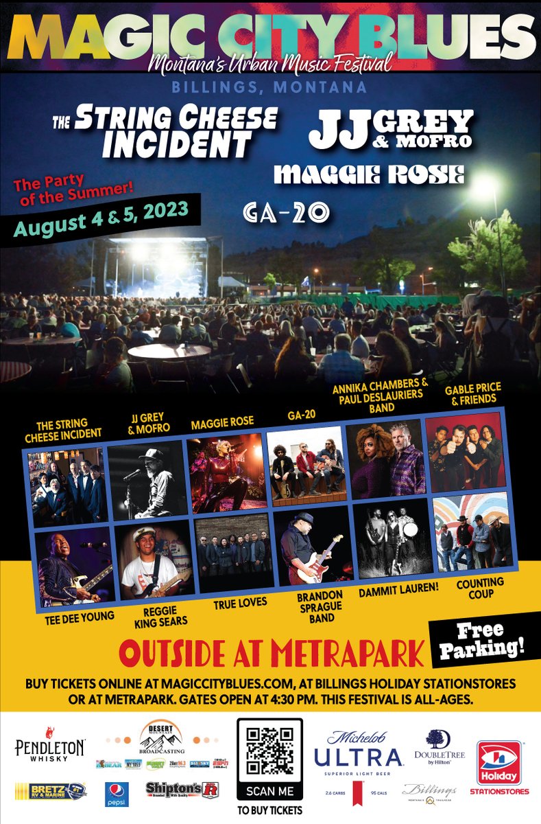 BluesFestGuide's tweet image. CELEBRATING OUR 22ND YEAR ★ Magic City Blues has attracted thousands and thousands of music fans from all across the country to Billings, the state's largest city. Magic City Blues, an urban music festival in a rural state!!
magiccityblues.com/buy-tickets