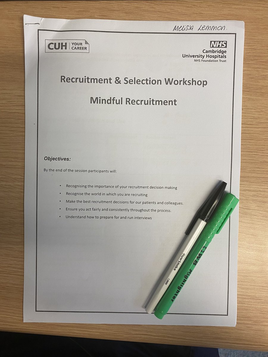 Great morning developing my recruitment skills to make sure we get the right person for the job every time! <a href="/CUH_NHS/">Cambridge University Hospitals NHS</a> <a href="/rosiehospital/">The Rosie Hospital</a> #womenshealth #gyneacology