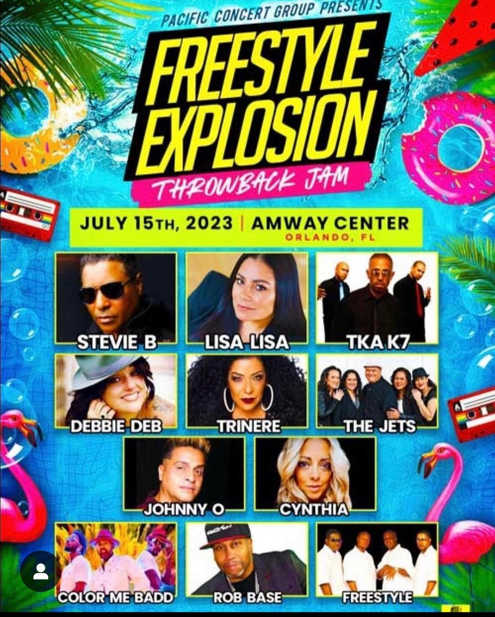 80sFreeStyle's tweet photo. Jamlando! Let's get explosive Saturday Night.🔥🔥🔥 🎤@steviebmusic @LisaLisa77B @TKAK7 @debbiedeb66 @TrinereMusic @jetsband @officialJohnnyO @dreamgirlfans @Robbasemusic and more! #80sFreestyle #80smusic #FreestyleExplosion #Throwbacks @AmwayCenter https://t.co/XR3EvicYf6