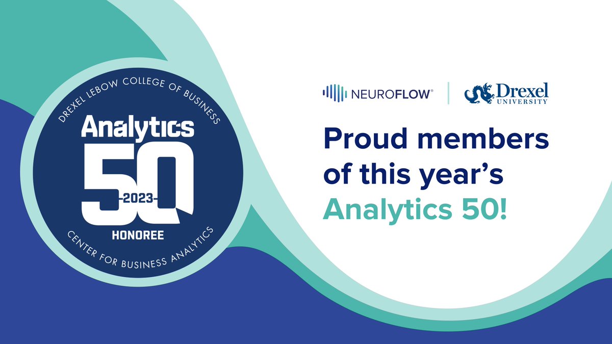 Thanks to <a href="/LeBow/">Drexel LeBow</a> for including NeuroFlow in this year's Analytics 50 honorees!  lebow.drexel.edu/news/efficienc…
